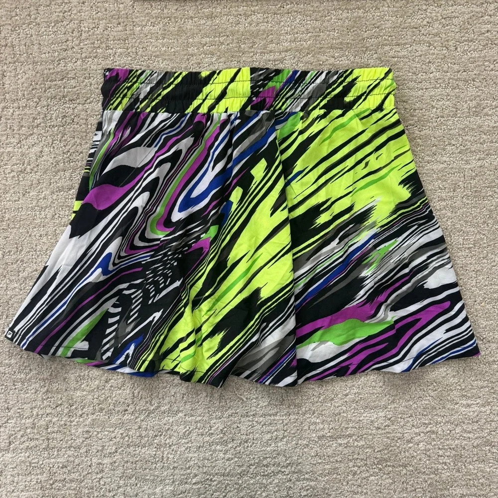 Fabletics Mikah Abstract Neon Swirl Athletic Skirt Zip Pockets Size Small EUC